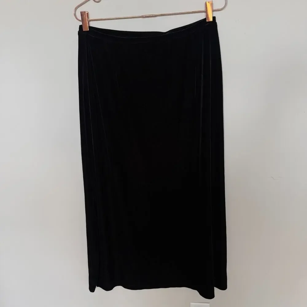 Womens Skirt Large Black Slit Maxi Velvet Whimsigoth Fairy Grunge Fall Vamp